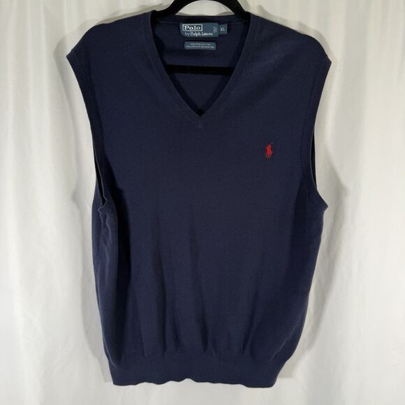 Polo Ralph Lauren Other - Polo Ralph Lauren Vest Men's XL Solid Blue Vneck 100% Pima Cotton Sleeveless